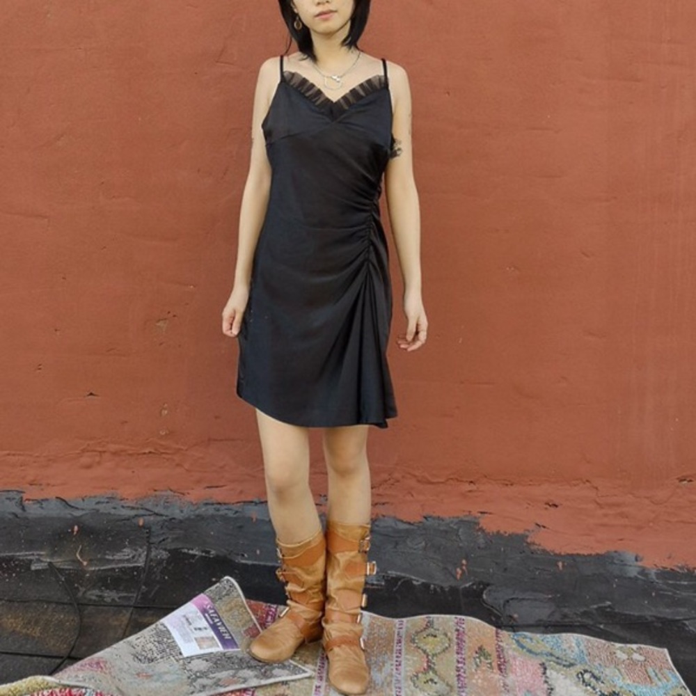 Asymmetric Faux Silk Dress